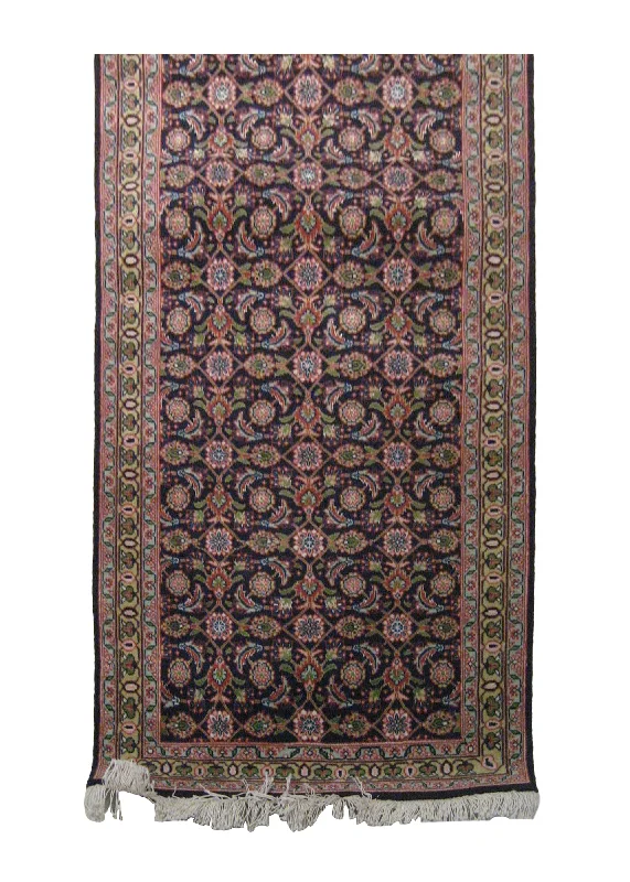 Persian Rug Tabriz Handmade Runner Traditional 2'2"x4'9" (2x5) Blue Green Floral Mahi Fish Design #A17857