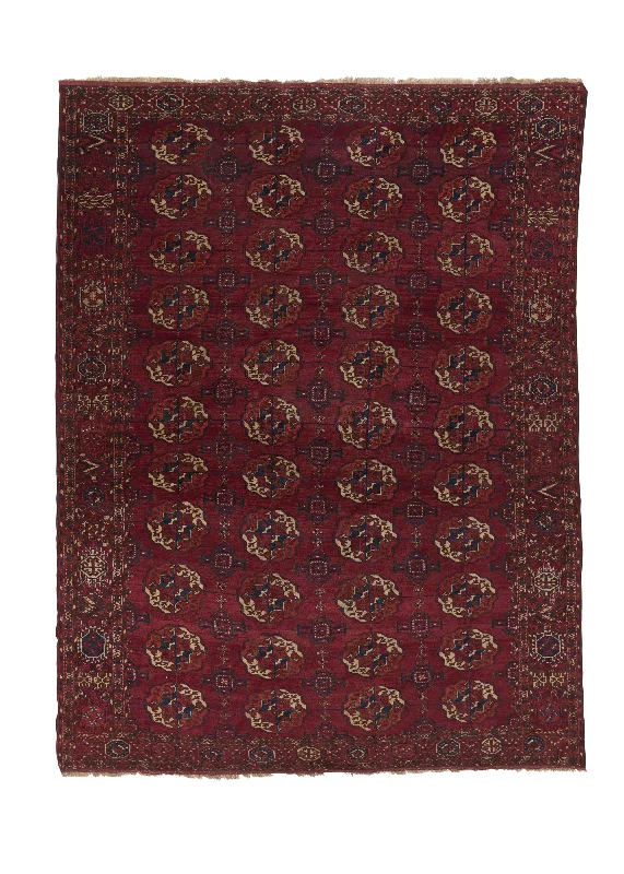 Persian Rug Turkmen Handmade Area Antique Tribal 6'5"x8'5" (6x8) Red Bokhara Design #26876