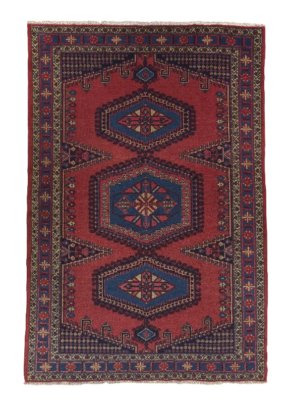 Persian Rug Viss Handmade Area Tribal Vintage 7'0"x10'4" (7x10) Red Geometric Design #33407