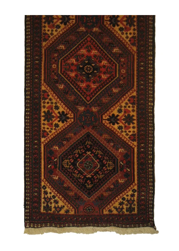 Persian Rug Yalameh Handmade Runner Tribal 2'1"x4'10" (2x5) Whites/Beige Red Geometric Design #A17805