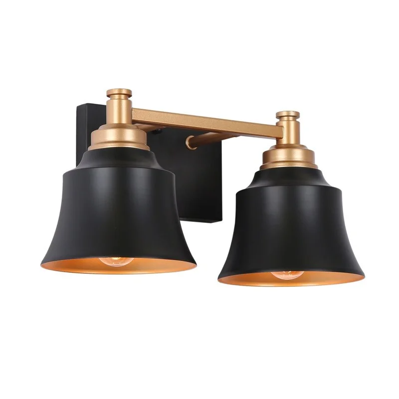 1/2/3/4 Light Modern Black Brass Bathroom Vanity Light Wall Sconces with Metal Shade