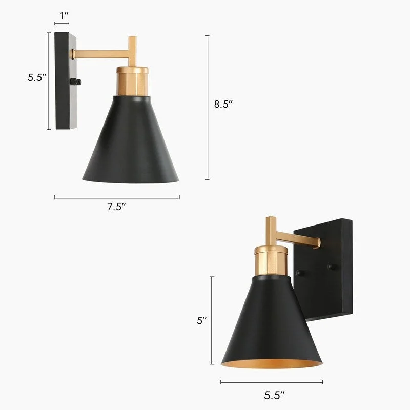 1/2/3/4 Light Modern Black Gold Bathroom Vanity Lights Linear Metal Wall Sconces for Powder Room