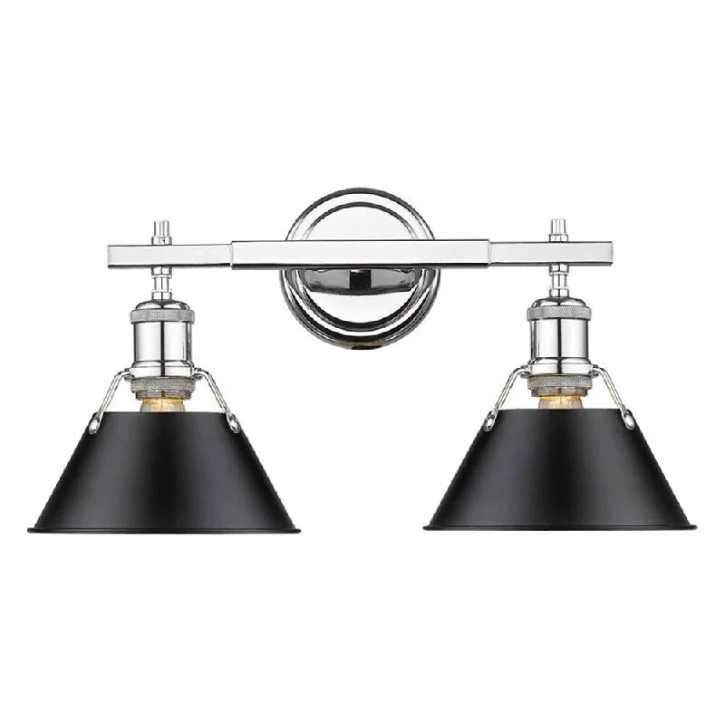 2 Light Steel Vanity Light in Chrome and Black - 18" x 10"