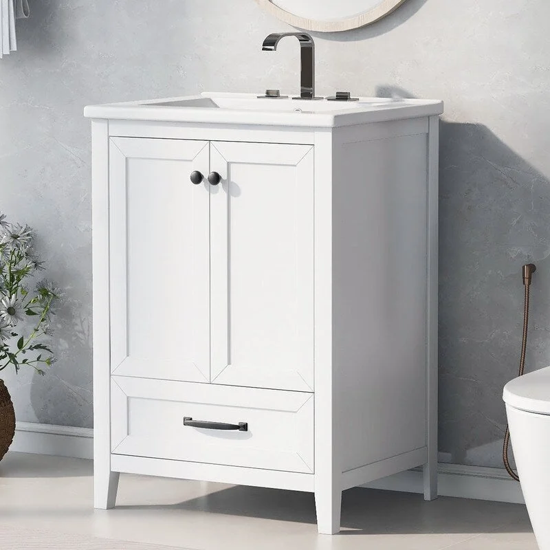 24" Bathroom Vanity with Sink, Bathroom Vanity Cabinet with 1 Drawer and Doors, Adjustable Shelf