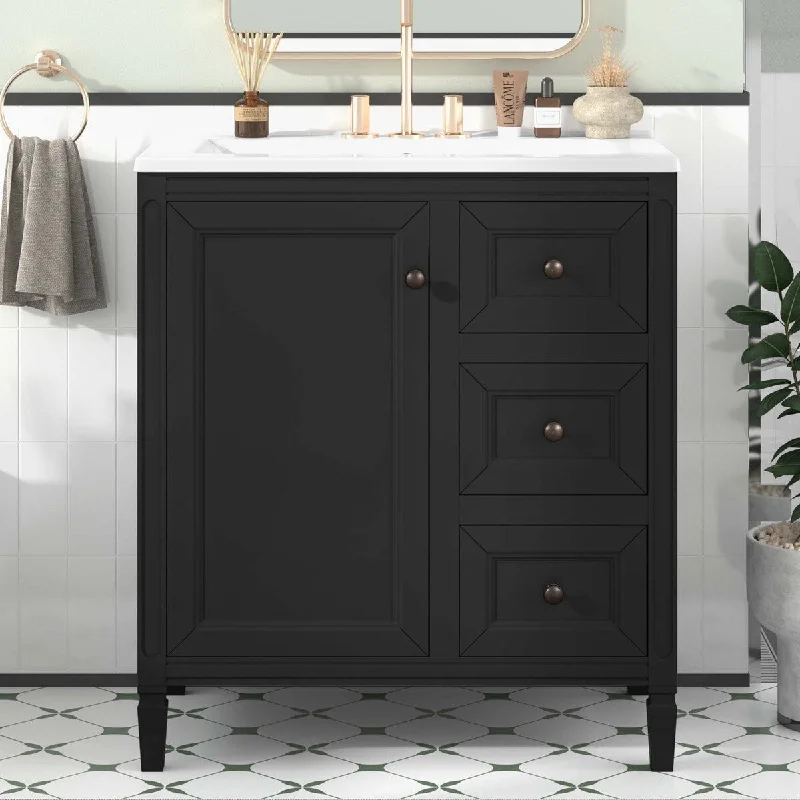 30-Inch Bathroom Vanity with Ceramic Basin