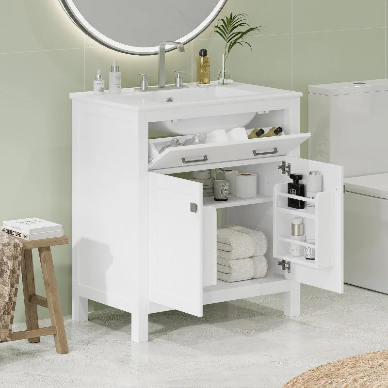 30-inch Bathroom Vanity with Ceramic Sink by Harper&Bright Designs