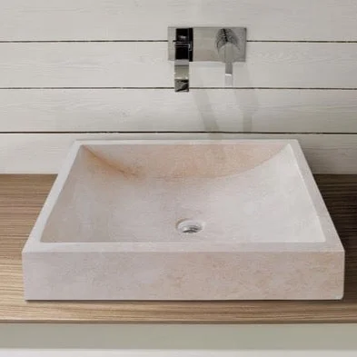 Cappuccino Beige Marble Rectangular Above Vanity Bathroom Sink (W)18" (L)21.5" (H)5"