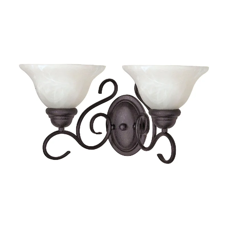 Castillo 2 Light Vanity with Alabaster Swirl Glass Textured Flat - Textured Black