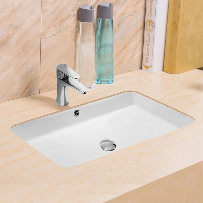 CB HOME Modern White Ceramic Basin Rectangular Vessel Sink