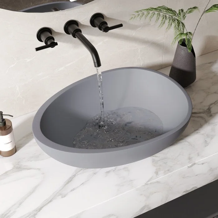 DeerValley 21" x 15" Bathroom Sink,Concrete Specialty Single Hole Vessel Bathroom Sink