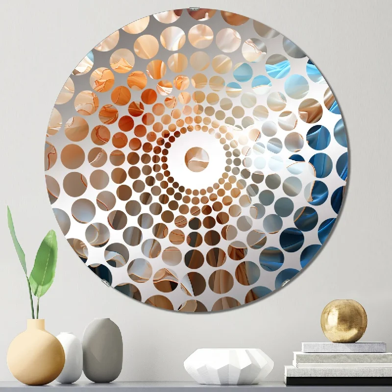 Designart "White Abstract Flower Wave On Ocean Of Blue" - Modern Abstract Shapes Concentric Circles Decorative Mirror