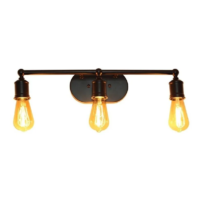 Elegant Designs 3 Light Edison Exposed Bulb Vanity Light Matte Black - 21" x 5"