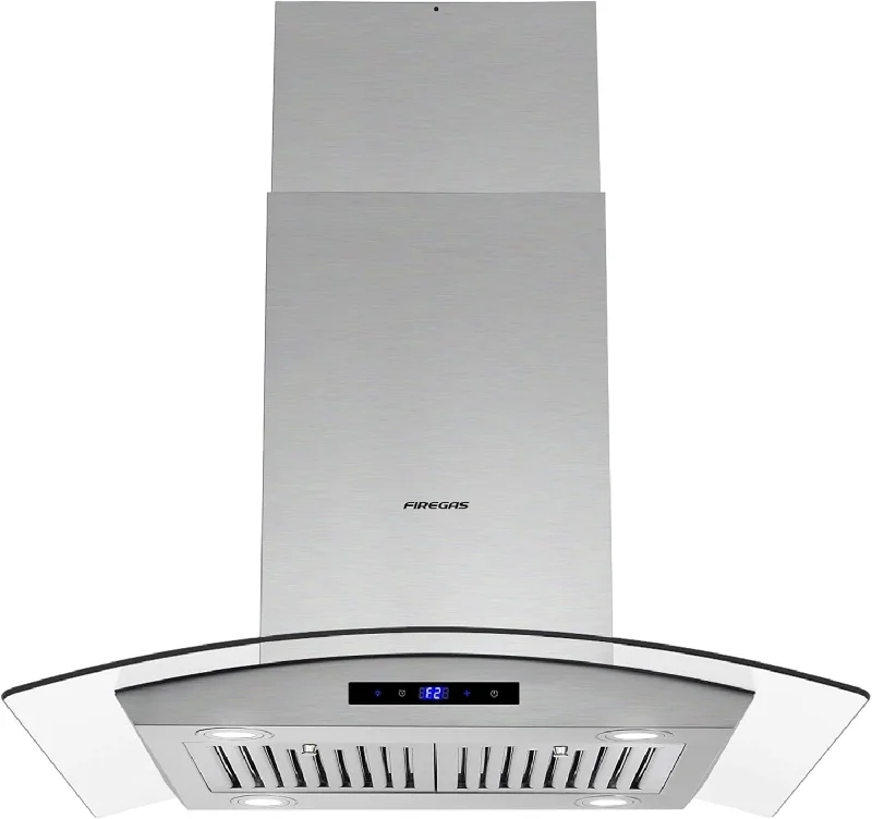 FIREGAS Island Range Hood 30 inch 450 CFM with Chimney, Includes Charcoal Filter - $205