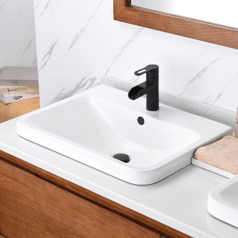 Luxier CS-028 Rectangular 24 in. Drop-In Ceramic Bathroom Sink