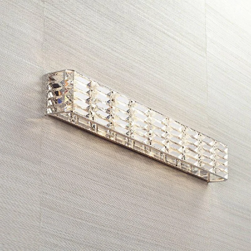 Modern Wall Light Bar Chrome Hardwired Fixture Clear Crystal Vanity - 35" x 4"