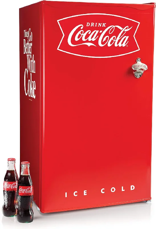 Nostalgia Coca-Cola Refrigerator with Freezer, 3.2 Cu. Ft., Adjustable Temperature - $180