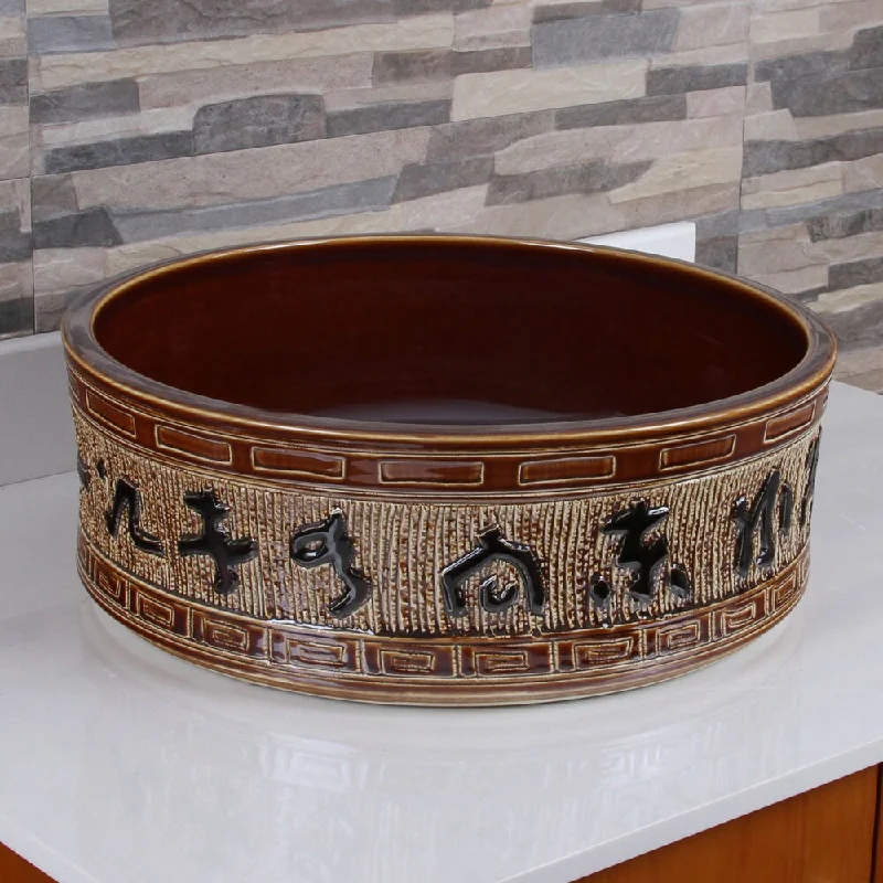 Oriental Bronze Porcelain Ceramic Bathroom Vessel Sink