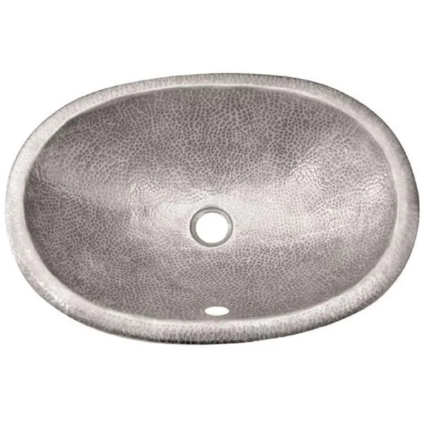 Oval Copper Self Rim Pewter Finish Lavatory Sink