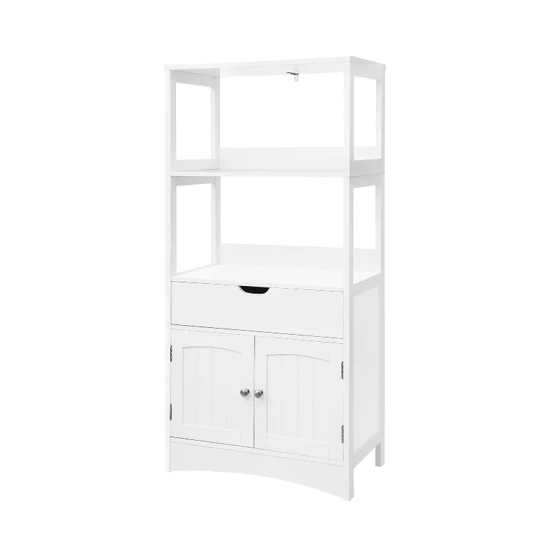 Upper Shelves Bathroom Storage Cabinet White