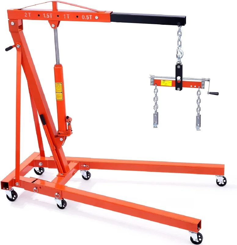 VEVOR Hydraulic Engine Hoist with Lever, 2 Ton/4400 LBS Heavy-Duty Cherry Picker - $235