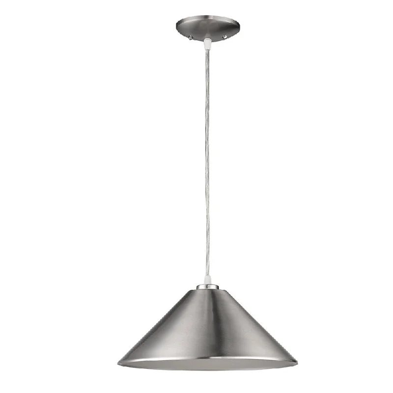 Acclaim Lighting Alcove Indoor 1-Light Pendant with Metal Shade in Satin Nickel - Silver