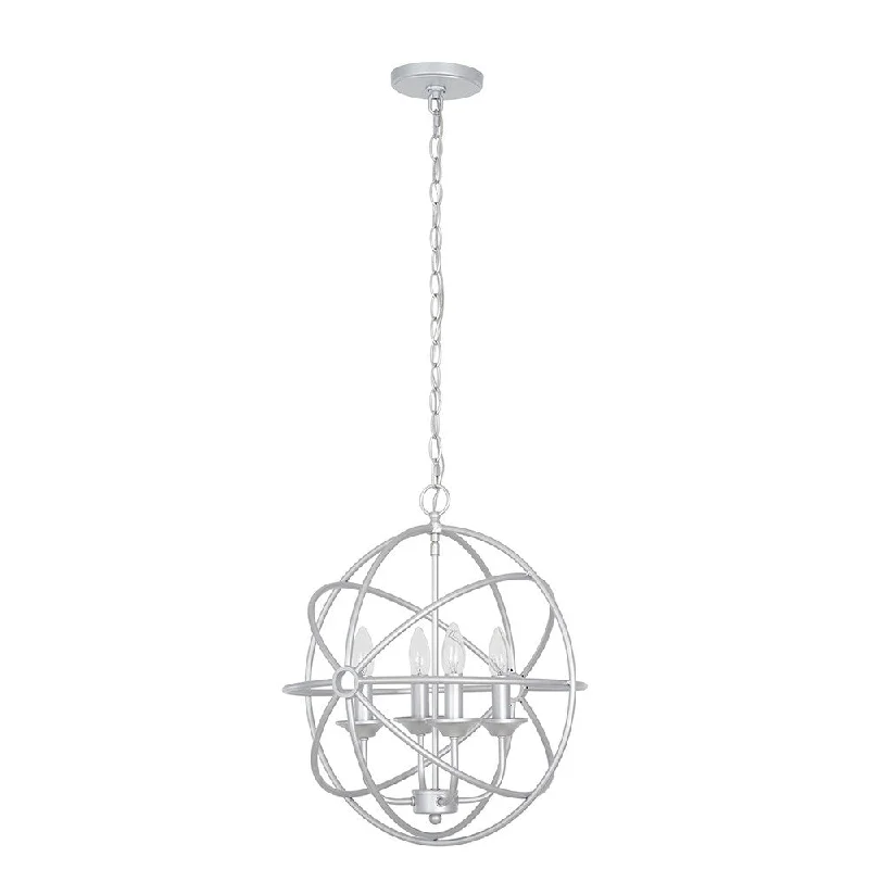 Catalina Lighting 4-Light Silver Orb Pendant, LED Bulbs Included, 19", 22346-001 - N/A