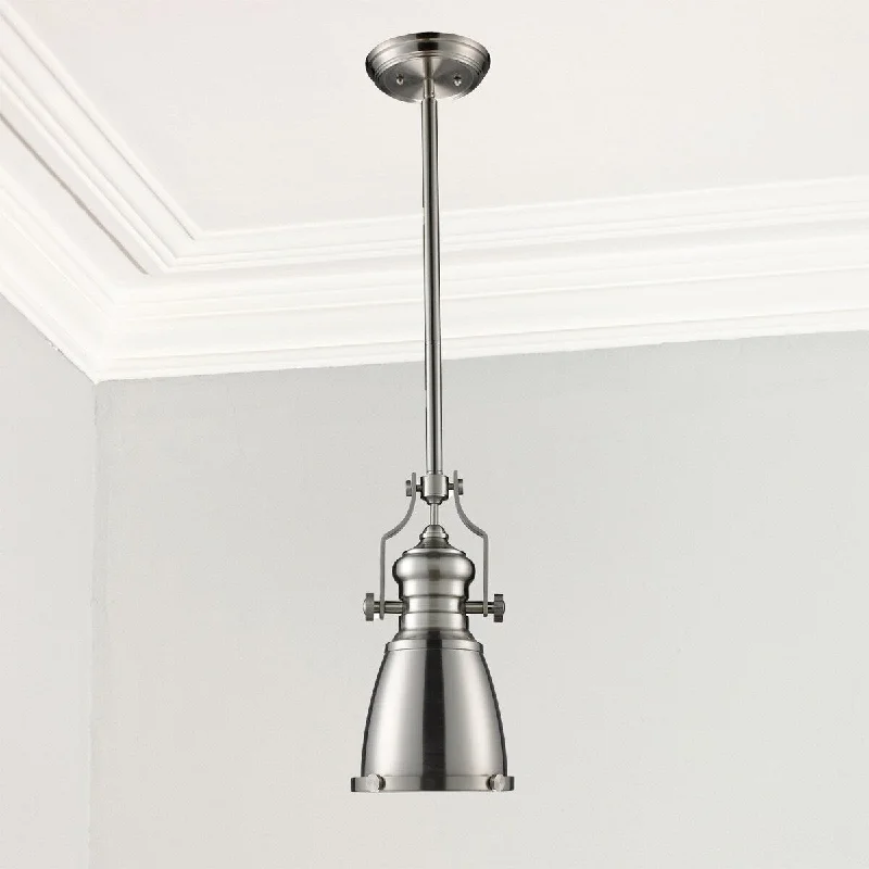 EVA Lighting One Light Mini Pendant Chadwick Satin Nickel - Exact Size