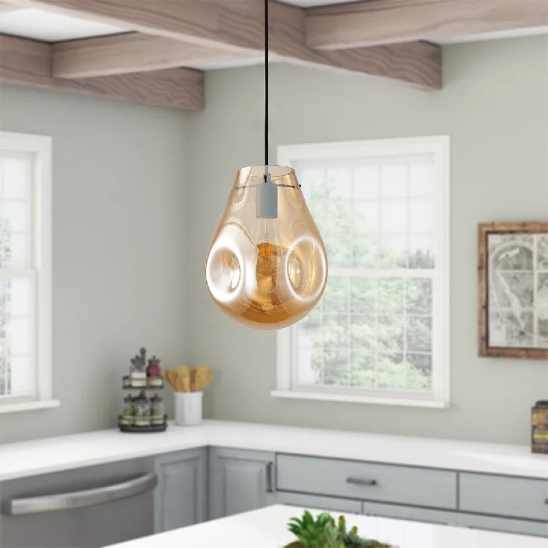 Farmhouse 1-Light Art Glass Kitchen Island Pendant Lighting Fixture