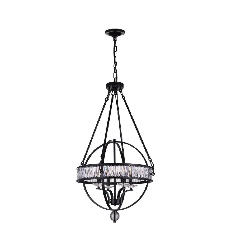 Giuseppe Lighting 9957P204101 Four Light Chandelier Arkansas Black - Exact Size