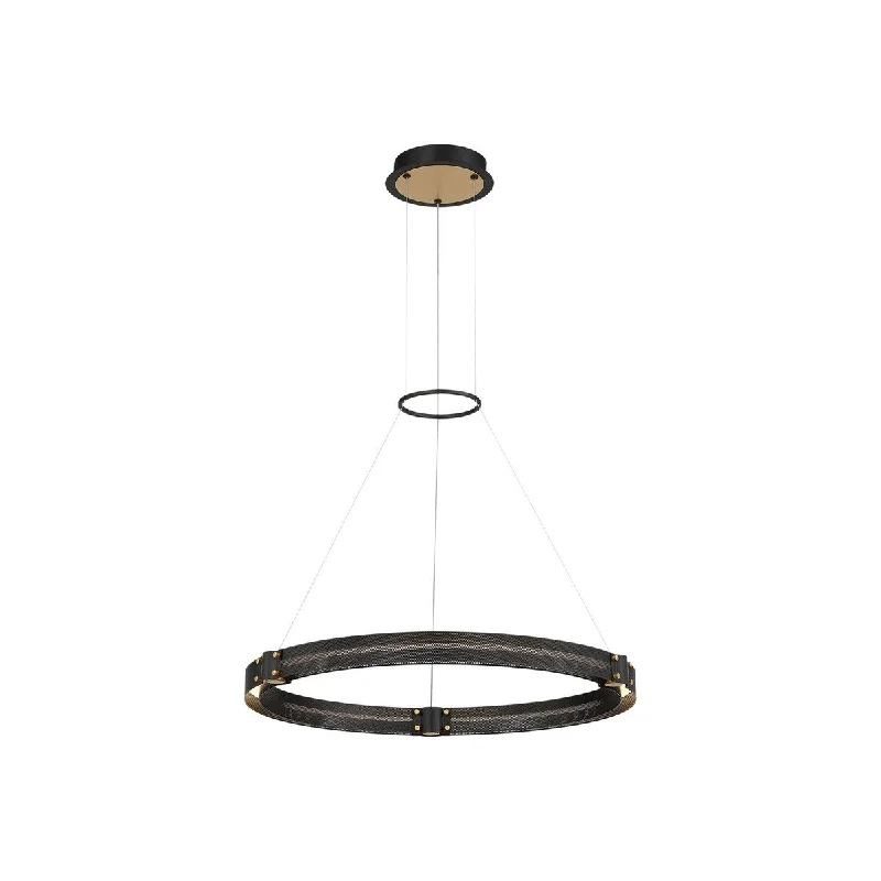 Giuseppe Lighting LED Chandelier Admiral Matte Black/Gold - Exact Size