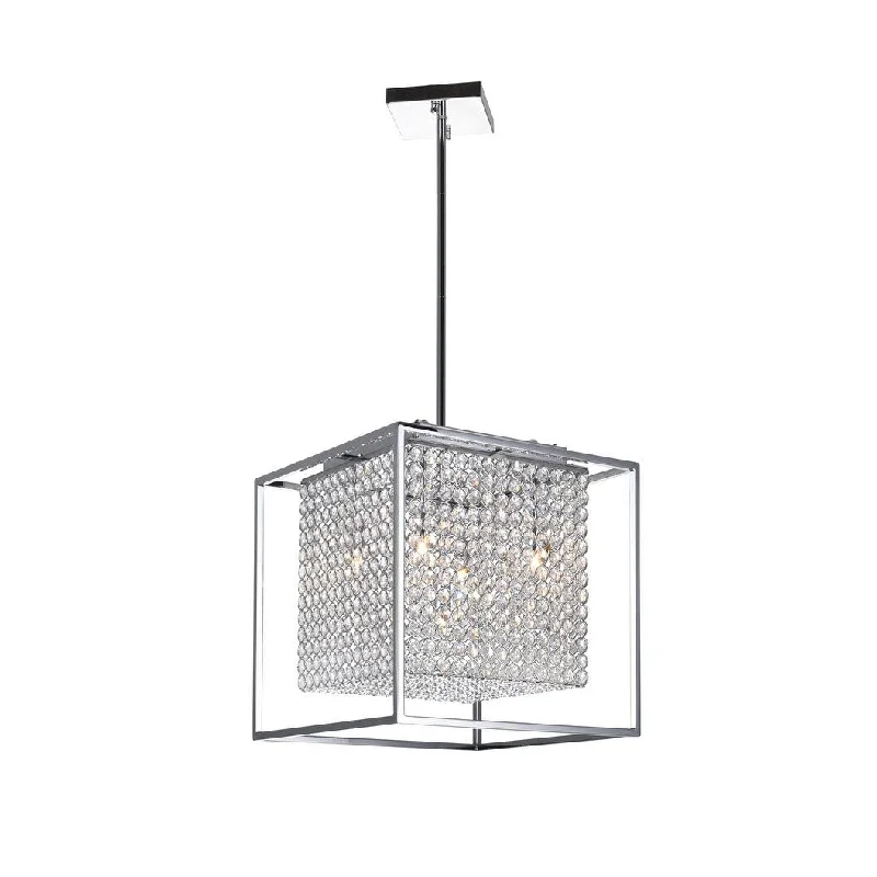 Giuseppe Lighting QS8381P14CS Five Light Chandelier Cube Chrome - Exact Size