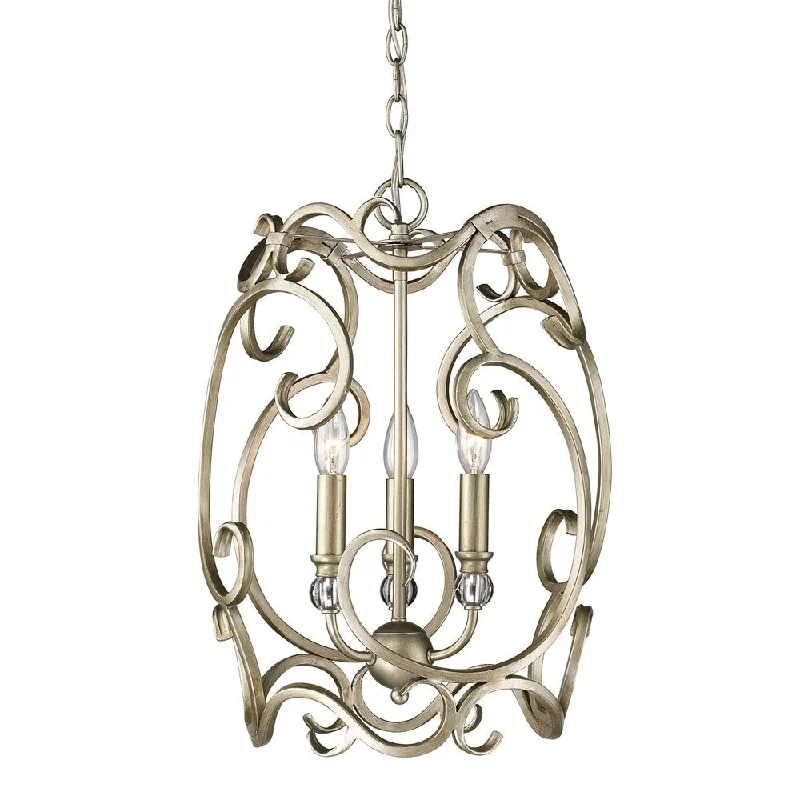 Golden Lighting #4616-3P WG Colette White-goldtone-finished Steel and Crystal-accented 3-light Pendant