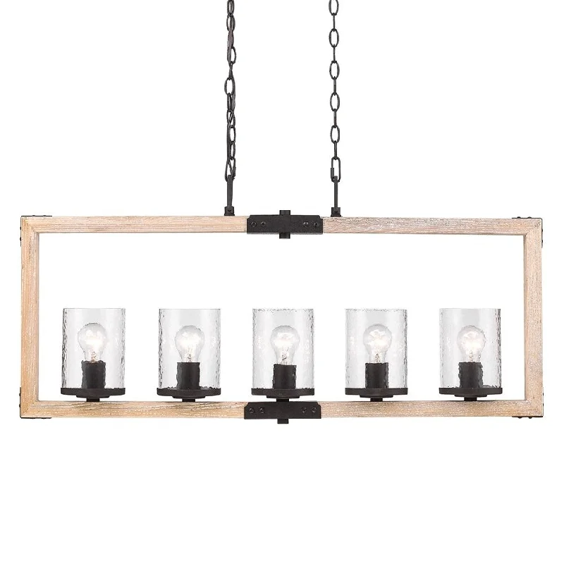 Golden Lighting 7804-LP RB-CWG Eastwood Brown Steel Linear Pendant