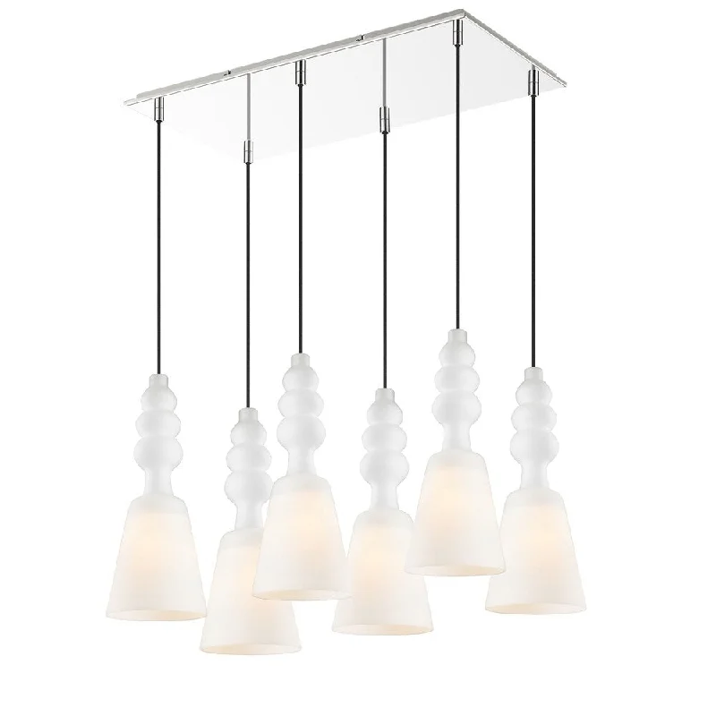 Golden Lighting #C160-06-CH Iberlamp Sil Steel/Glass 6-light Multi-pendant Light Fixture