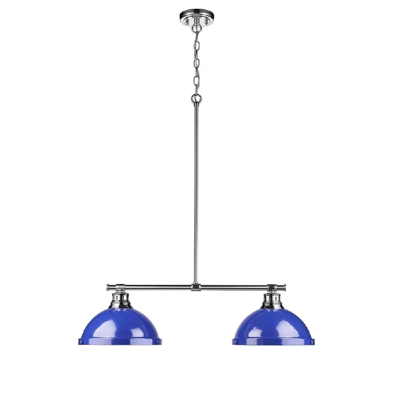 Golden Lighting Duncan Chrome With Blue Shades 2-light Linear Pendant