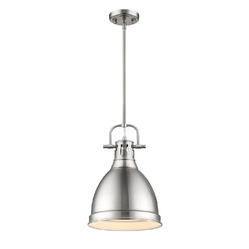 Golden Lighting Duncan Pewter Finish Steel Small Pendant Light with Rod