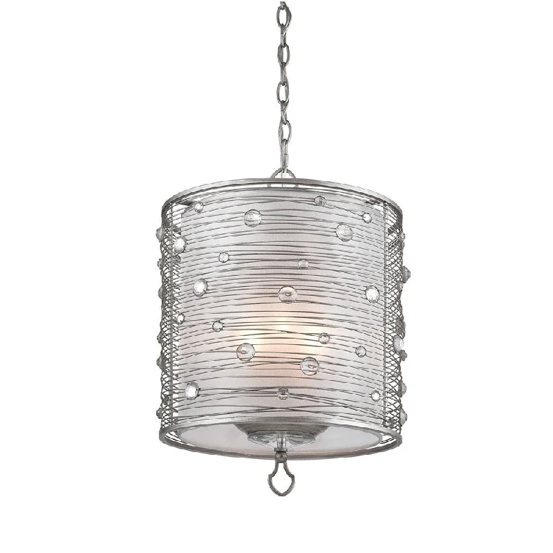 Golden Lighting Joia Peruvian Silver 3 Light Pendant with Sterling Mist Shade