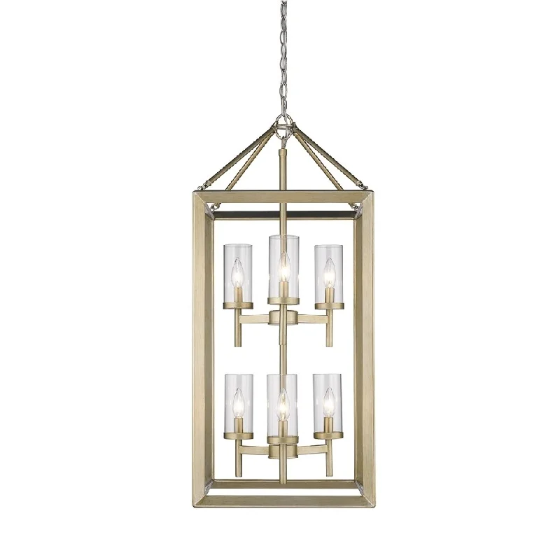 Golden Lighting Smyth White Goldtone Steel Clear Glass 6-light Pendant