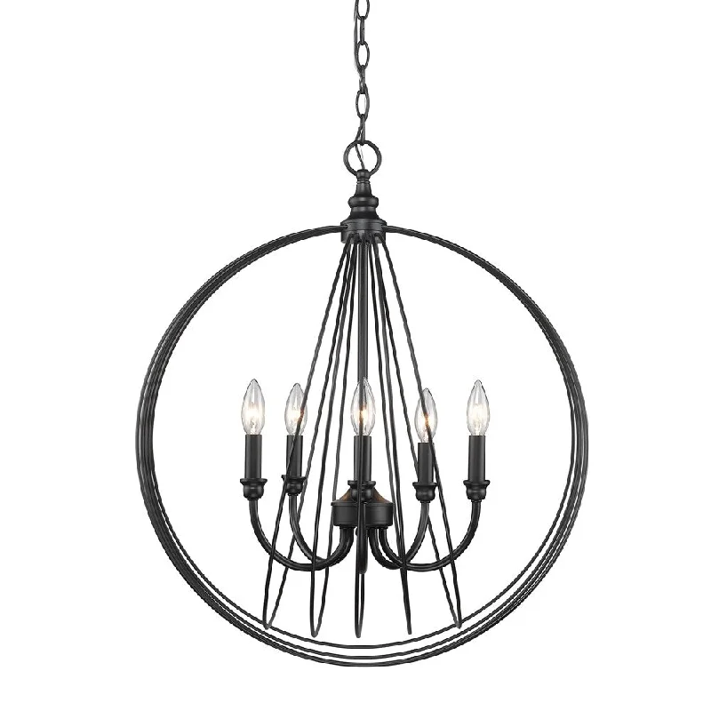 Golden Lighting's Quinn 5 Light Pendant #7035-5P BLK