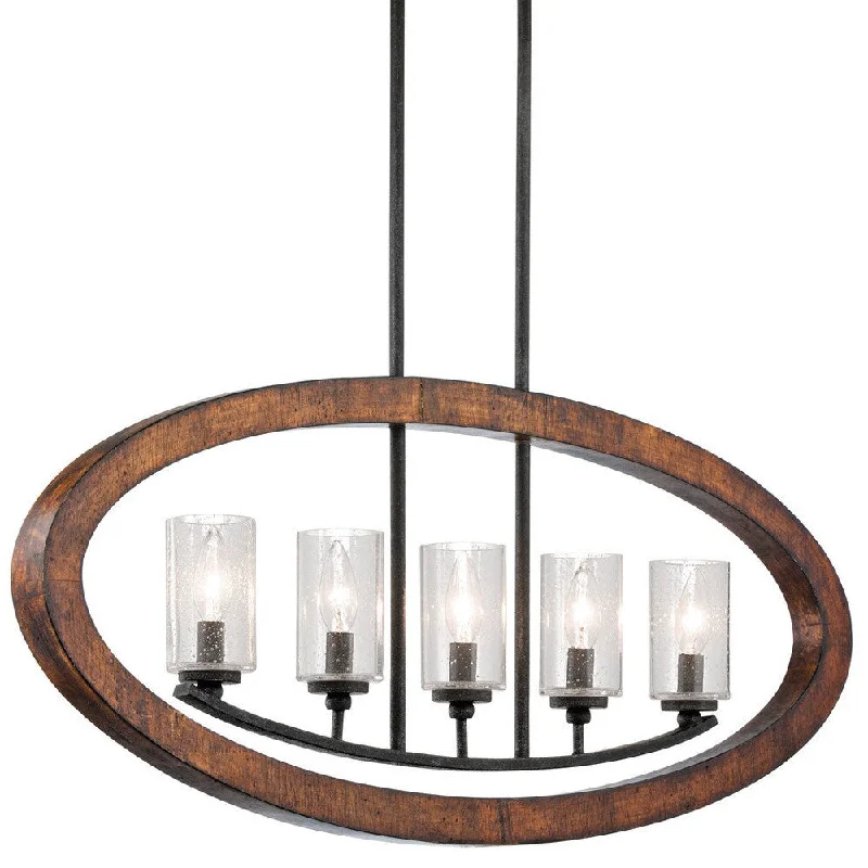 Kichler Lighting Grand Bank Collection 5-light Auburn Stained Linear Chandelier