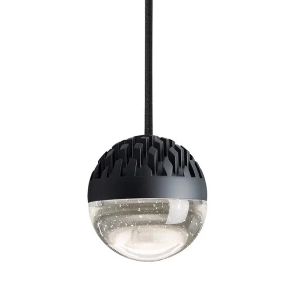 LBL Sphere 1 Light Rubberized Black and Cast Clear Line-Voltage Pendants