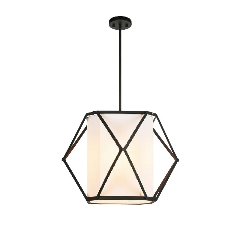 Madison Lighting Four Light Pendant Hexalantern Matte Black - Exact Size