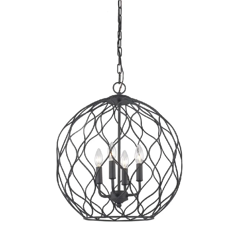 Madison Lighting Four Light Pendant Parisian Mesh Matte Black - Exact Size