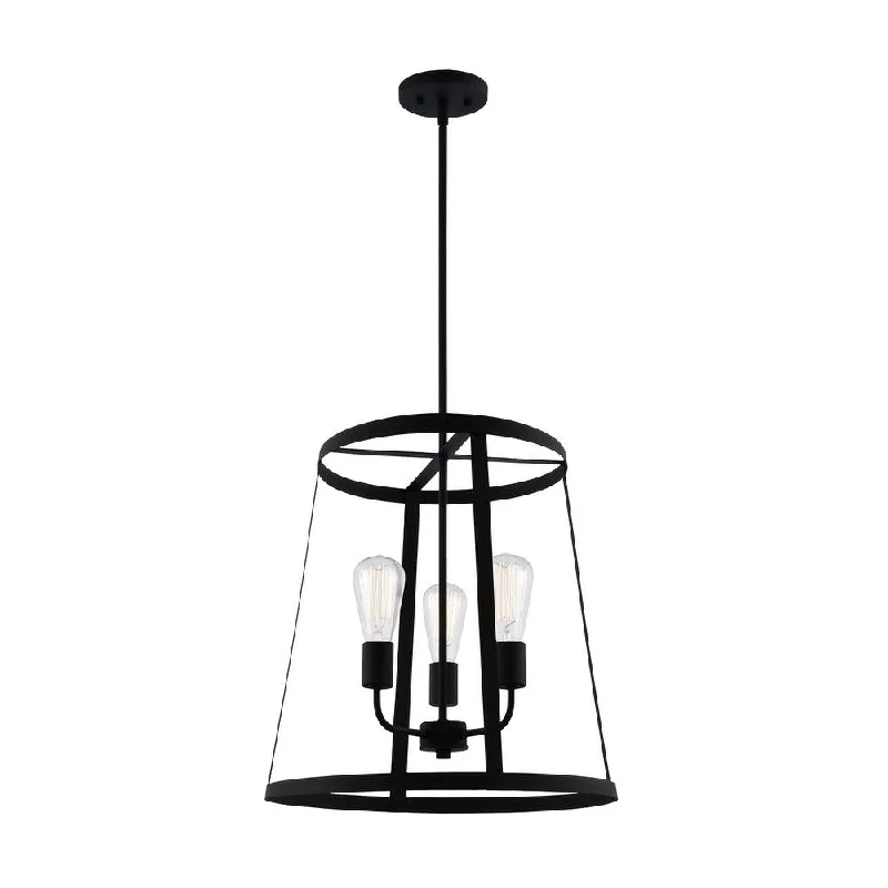 Madison Lighting Three Light Pendant Bustle Matte Black - Exact Size