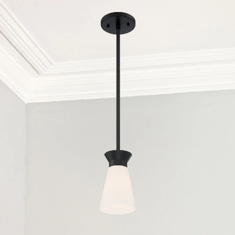 Nova Lighting One Light Mini Pendant Caleta Black - Exact Size