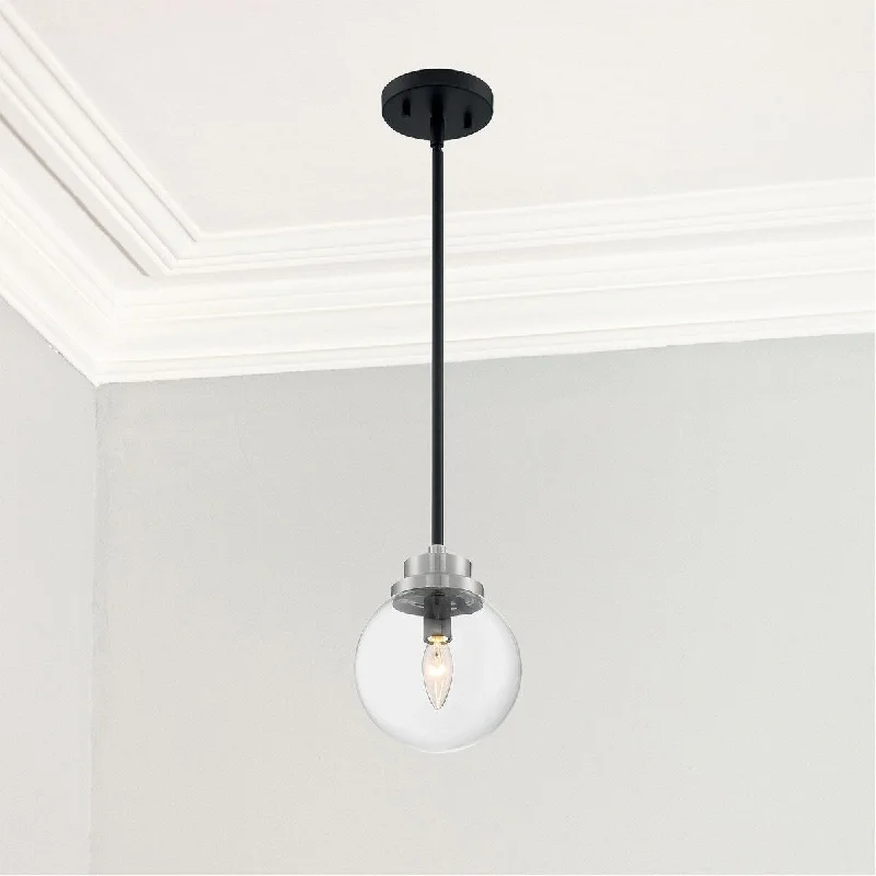 Nova Lighting One Light Pendant Axis Matte Black / Brushed Nickel Accents - Exact Size