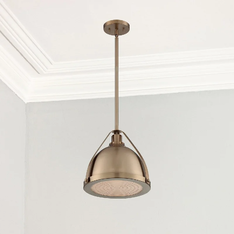 Nova Lighting One Light Pendant Barbett Burnished Brass - Exact Size