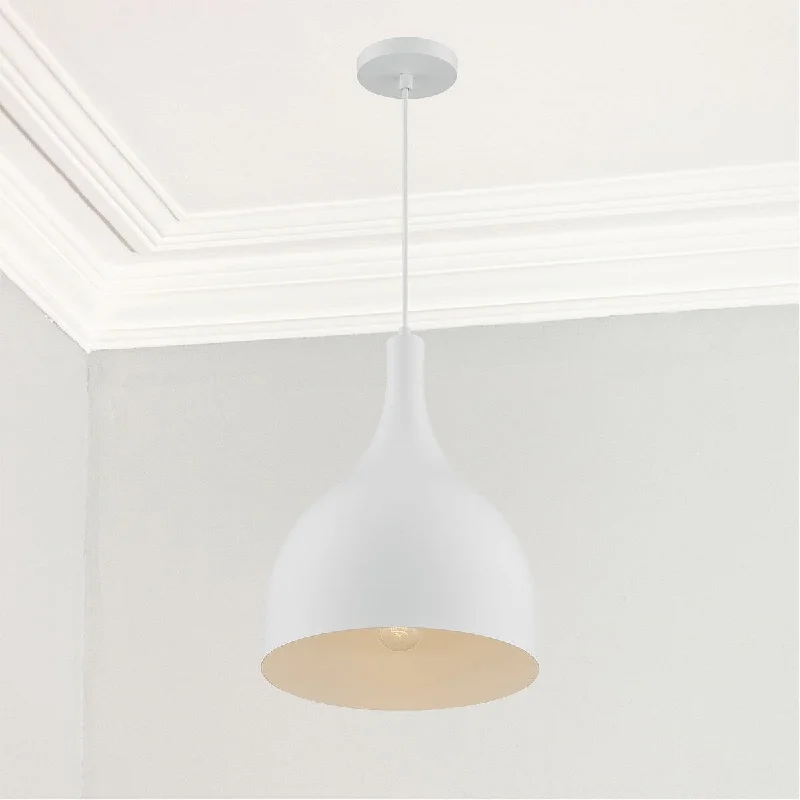 Nova Lighting One Light Pendant Bellcap Matte White - Exact Size