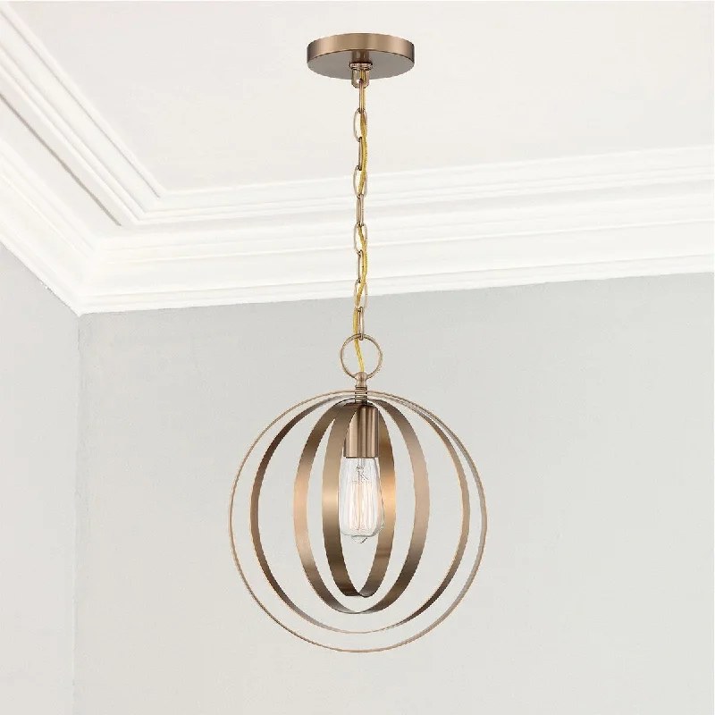 Nova Lighting One Light Pendant Pendleton Burnished Brass - Exact Size