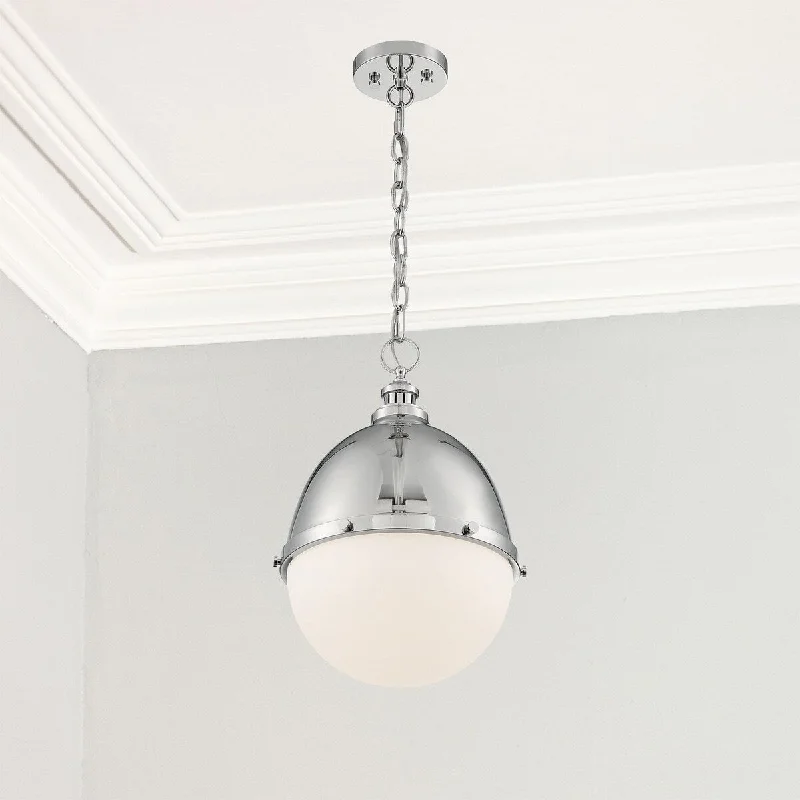 Nova Lighting One Light Pendant Ronan Polished Nickel - Exact Size